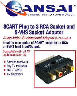 SANSAI Scart 21Pin Plug To 3RCA Socket + SVHS